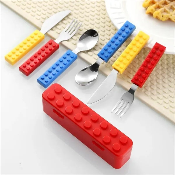 Kids' Building Block Cutlery Set (Fork, Spoon, Knife)
