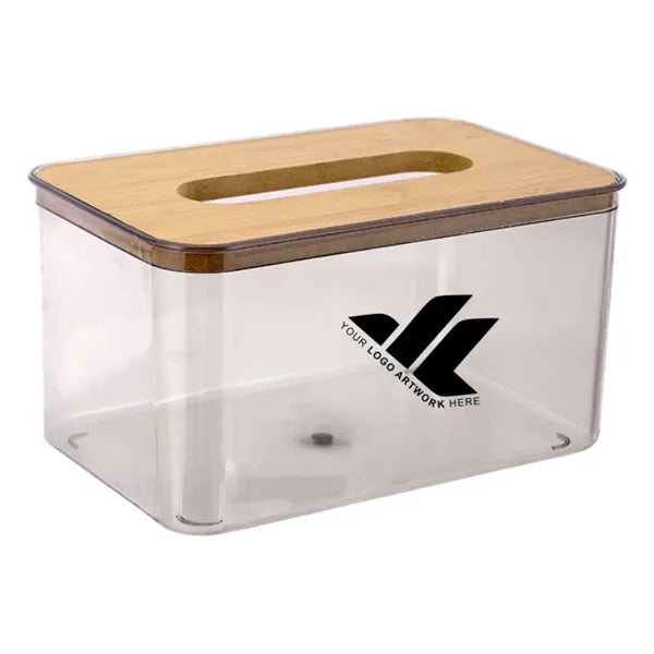 Creative plastic and wooden lid tissue box