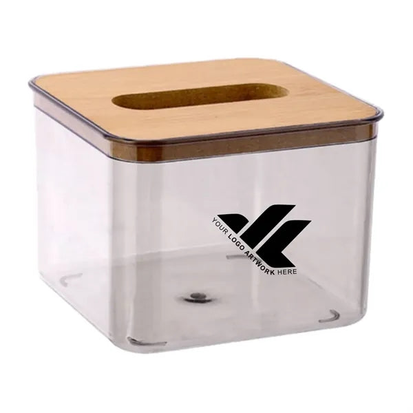 Creative plastic and wooden lid tissue box