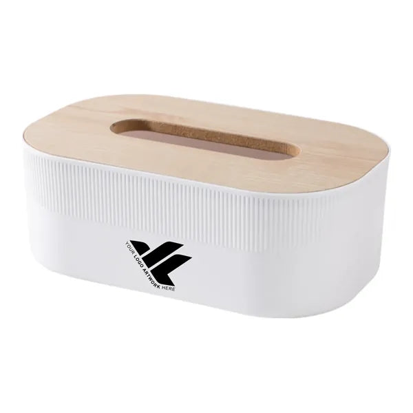 Vertical striped thickened wooden lid tissue box