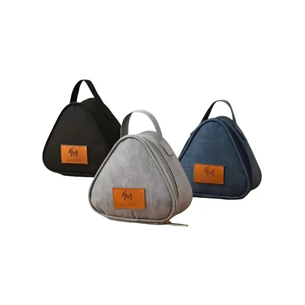 Large-capacity triangular insulated rice ball lunch bag