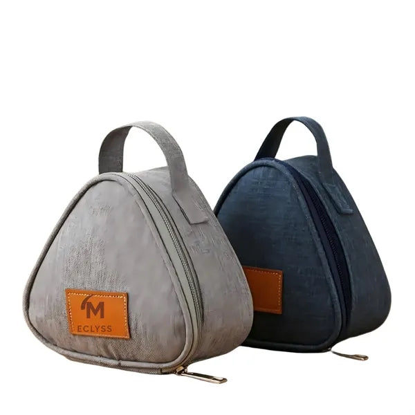 Large-capacity triangular insulated rice ball lunch bag
