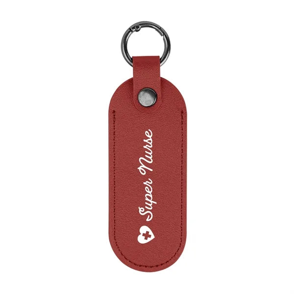 Bates Leatherette Key Tag With Carabiner