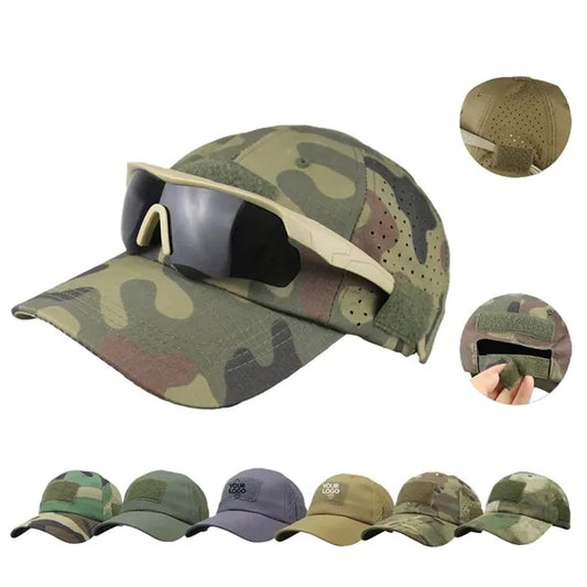 Tactical Camo Cap Ventilated Glasses Holder Baseball Hat