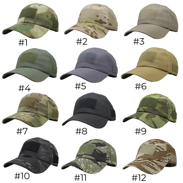Tactical Camo Cap Ventilated Glasses Holder Baseball Hat