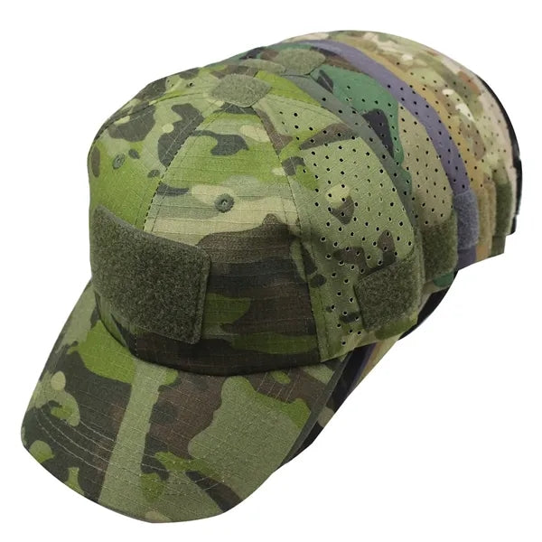 Tactical Camo Cap Ventilated Glasses Holder Baseball Hat