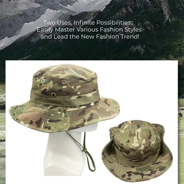 Camo Boonie Hat Windproof Outdoor Sun Protection Bucket