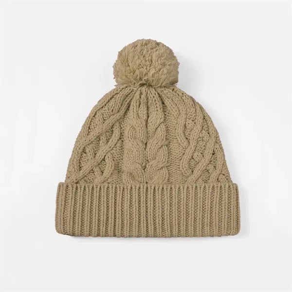 Merino Wool Cable Knit Pom-Pom Beanie