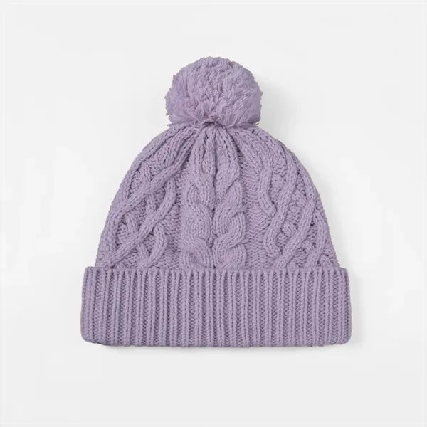 Merino Wool Cable Knit Pom-Pom Beanie