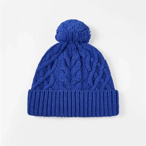 Merino Wool Cable Knit Pom-Pom Beanie