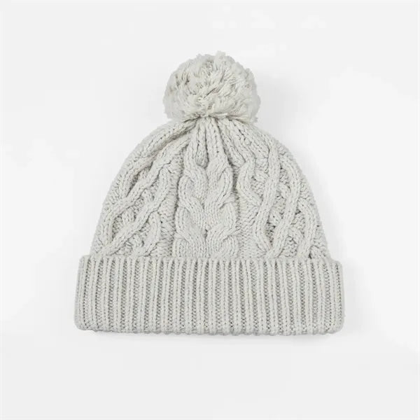 Merino Wool Cable Knit Pom-Pom Beanie