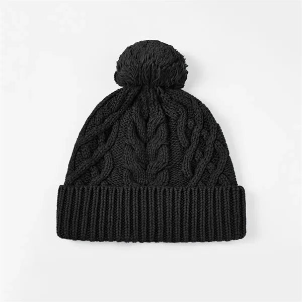 Merino Wool Cable Knit Pom-Pom Beanie