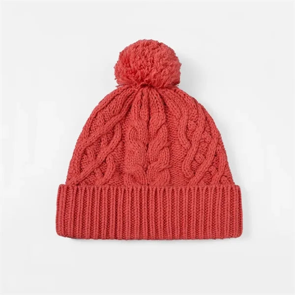 Merino Wool Cable Knit Pom-Pom Beanie