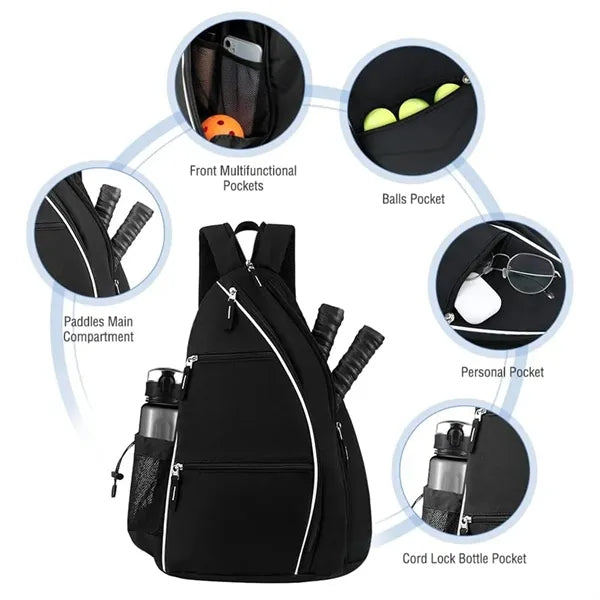 Pickleball Backpack Sling Bag Multi Pocket Sports Gear Stora