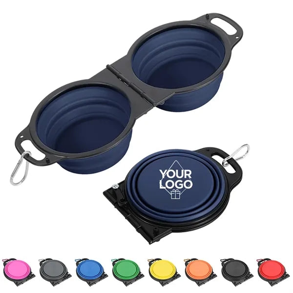 Collapsible Pet Food Water Bowl 2-in-1 Silicone Dog Cat
