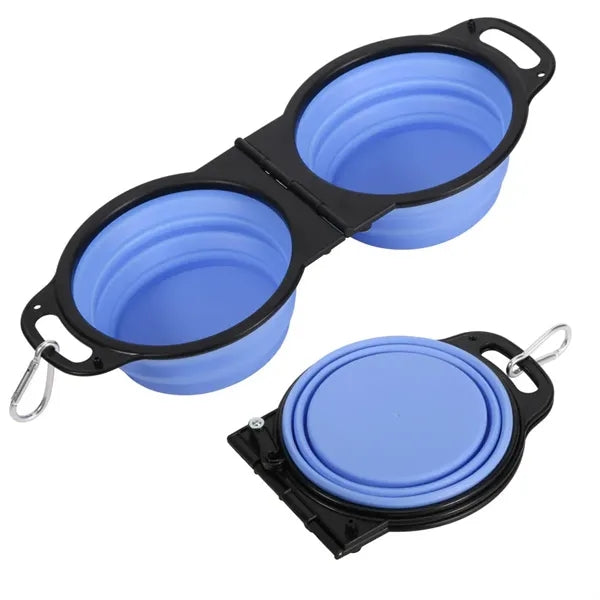 Collapsible Pet Food Water Bowl 2-in-1 Silicone Dog Cat