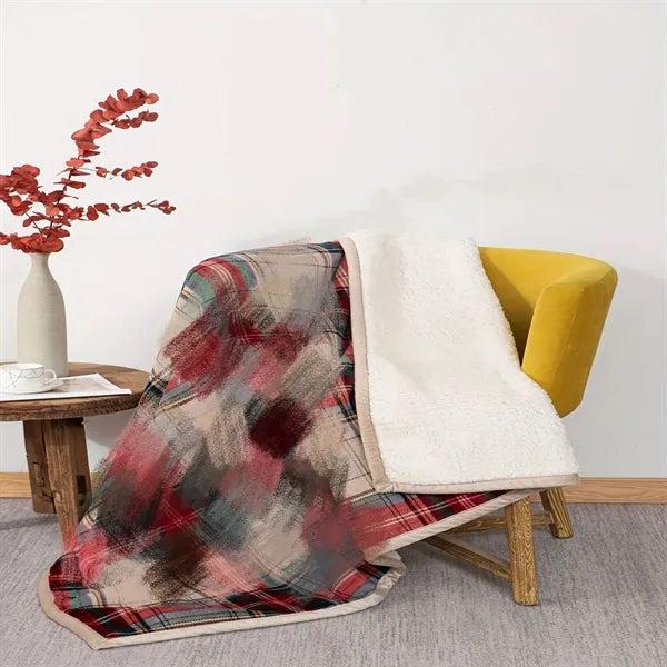 Double-Sided Warmth Flannel & Sherpa Blanket for Sofa