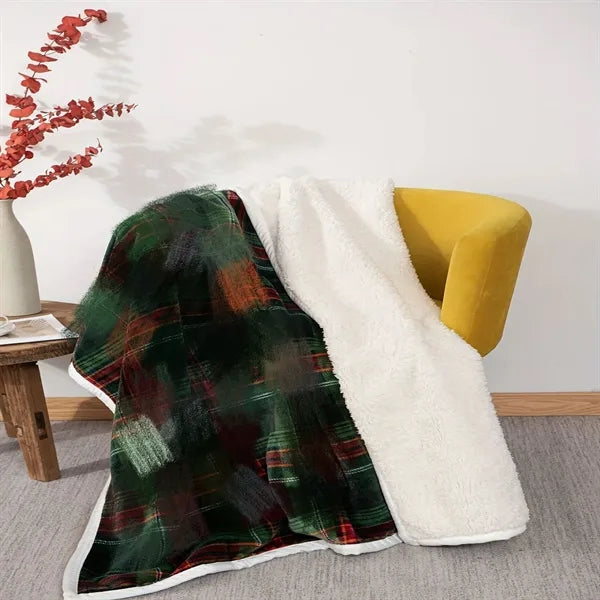 Double-Sided Warmth Flannel & Sherpa Blanket for Sofa