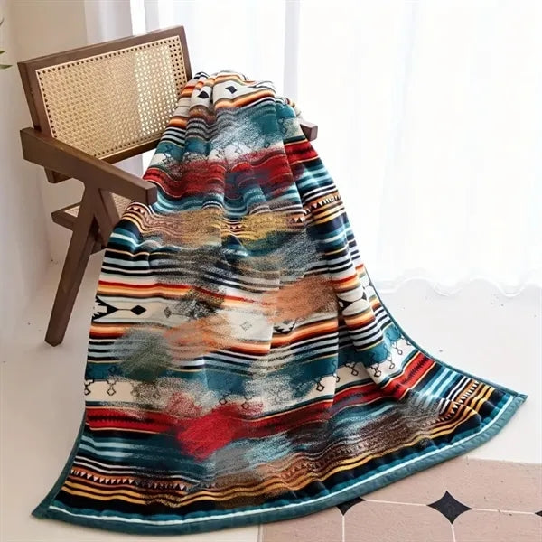 Double-Sided Warmth Flannel & Sherpa Blanket for Sofa