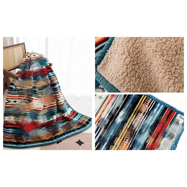 Double-Sided Warmth Flannel & Sherpa Blanket for Sofa