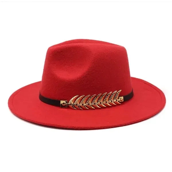Women's Wide Brim Fedora Panama Hat with Metal Belt Buckle