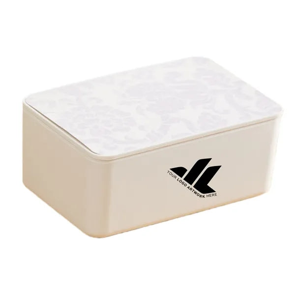 Tissue box with lid, pull-out dry and wet tissues