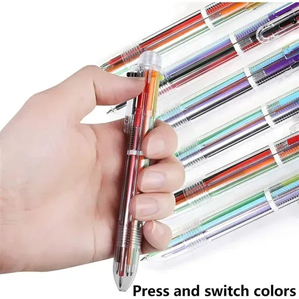 6 In 1 Multi Color Rainbow Push Ballpoint Pen