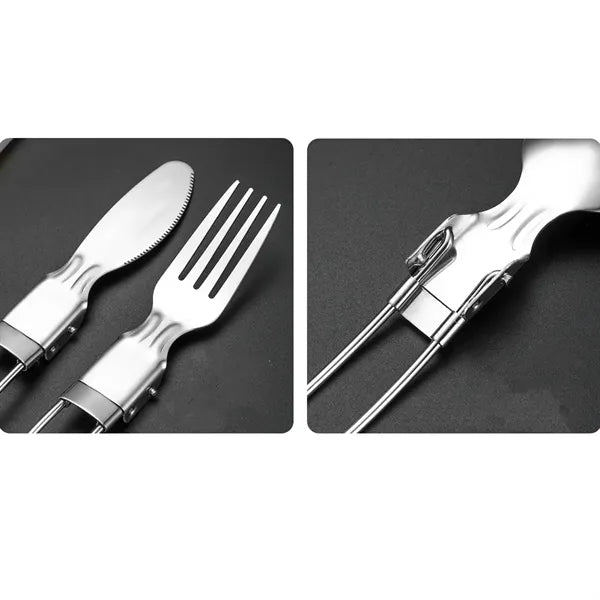 Compact Stainless Steel Folding Cutlery Set
