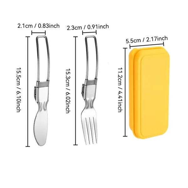 Compact Stainless Steel Folding Cutlery Set