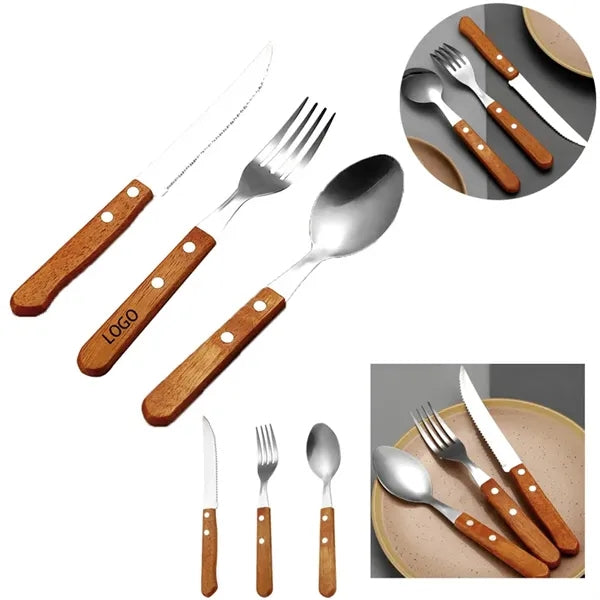 Wooden Handle Stainless Steel Flatware Set