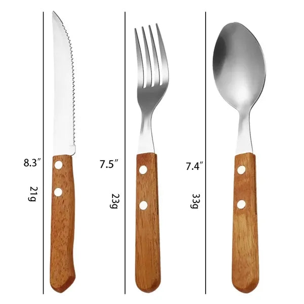 Wooden Handle Stainless Steel Flatware Set