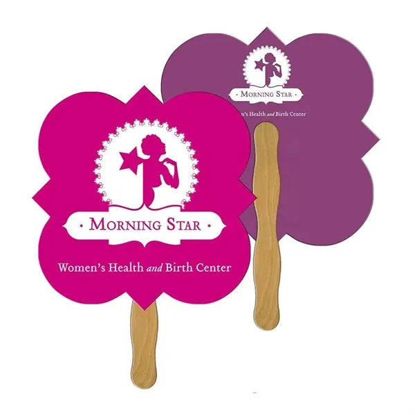Shape Eco-friendly Wood Handle Double Sided Hand Fan