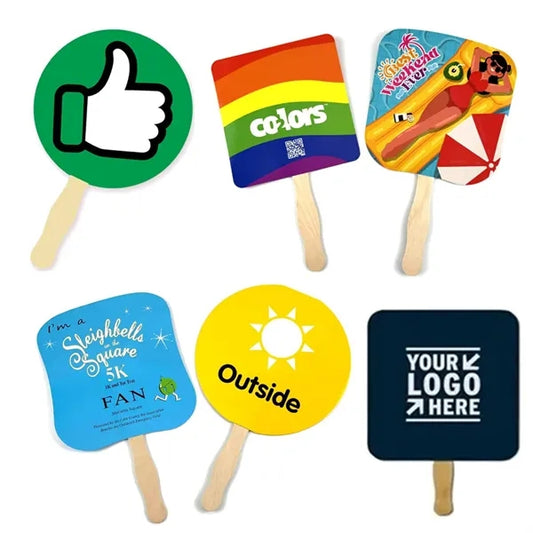 Shape Eco-friendly Wood Handle Double Sided Hand Fan
