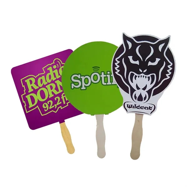 Shape Eco-friendly Wood Handle Double Sided Hand Fan