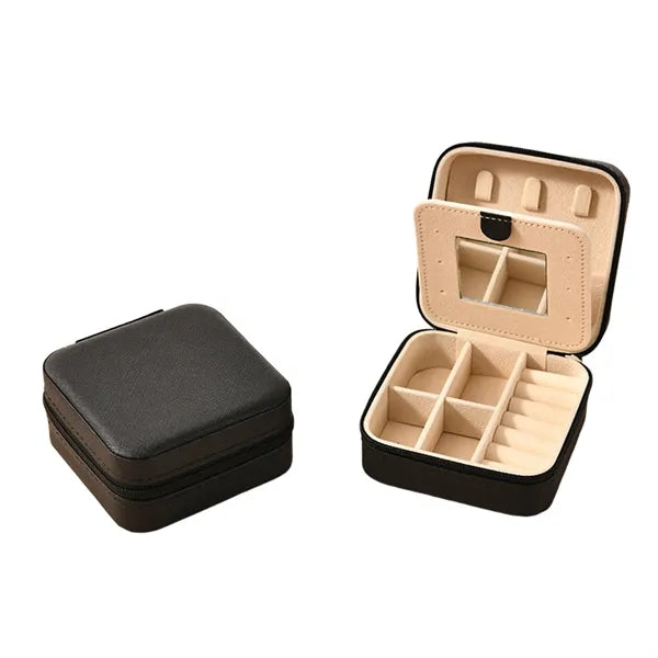 PU Leather Travel Jewelry Box With Mirror