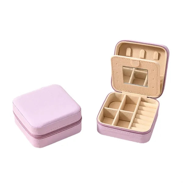 PU Leather Travel Jewelry Box With Mirror