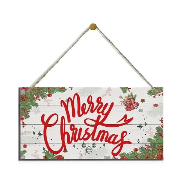 Wooden Merry Christmas Hanging Door Sign