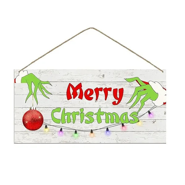 Wooden Merry Christmas Hanging Door Sign