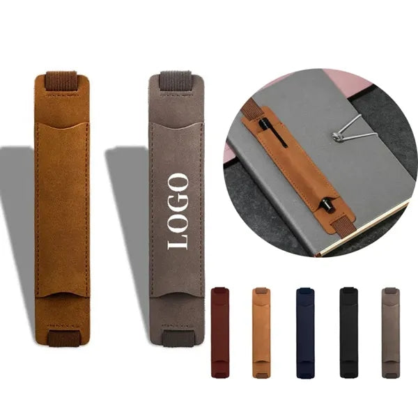 Classic PU Leather Pen Loop With Elastic Band For Notebook