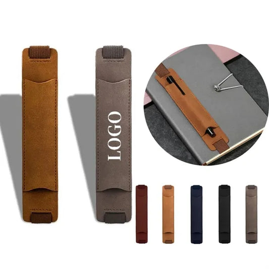 Classic PU Leather Pen Loop With Elastic Band For Notebook