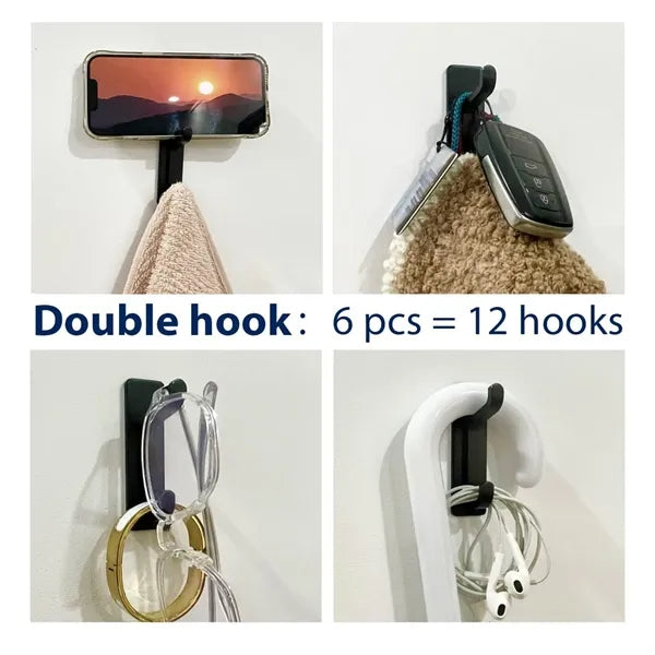 Strong Adhesive Double Wall Hooks for Coats Towels