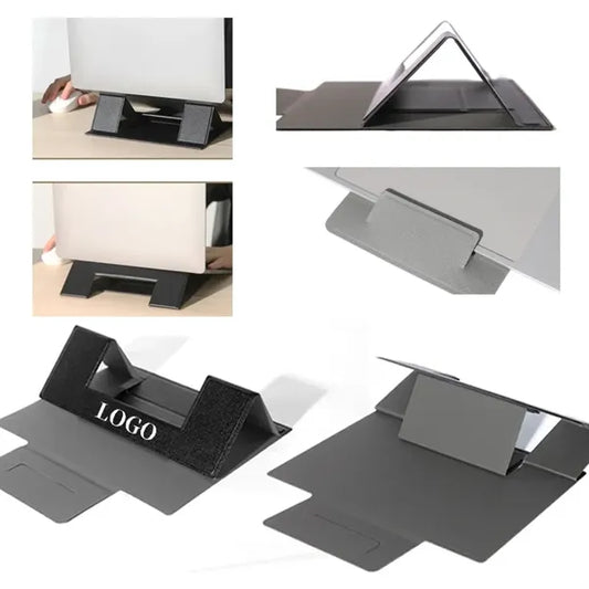 Stylish PU Leather Laptop Stand Foldable Ergonomic Riser