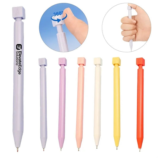 Rotating Fidget Ballpoint Pen with ABCD Cube Top Design