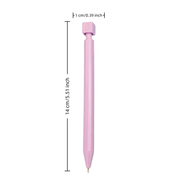 Rotating Fidget Ballpoint Pen with ABCD Cube Top Design