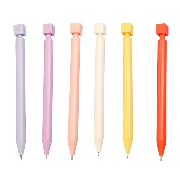 Rotating Fidget Ballpoint Pen with ABCD Cube Top Design