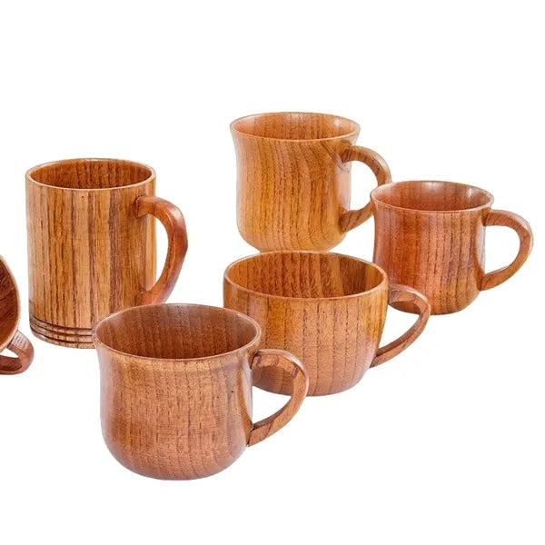2 to 12 oz Wood Grain Resin Mug Handled Coffee & Tea Cup