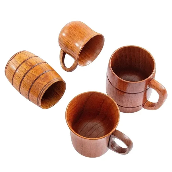 2 to 12 oz Wood Grain Resin Mug Handled Coffee & Tea Cup