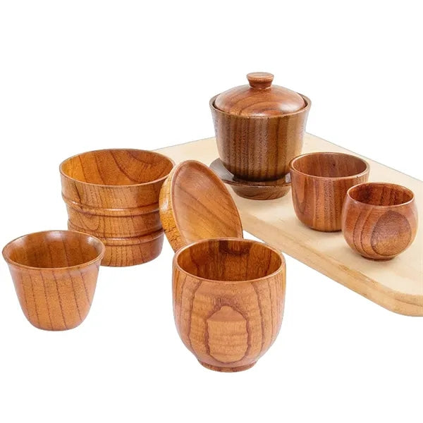 2 to 12 oz Wood Grain Resin Mug Handled Coffee & Tea Cup