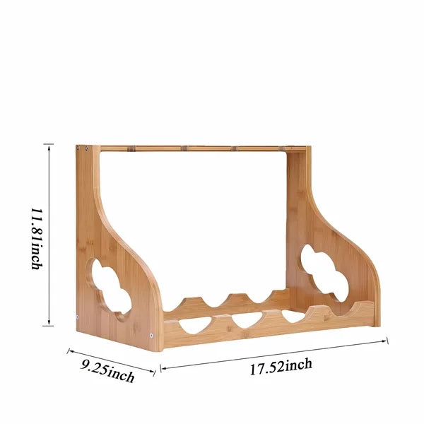 4 Red Wine Bottle Glass Bamboo Display Rack