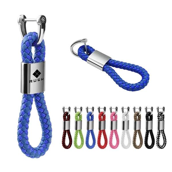 Braided Leather Keychain Car Fob